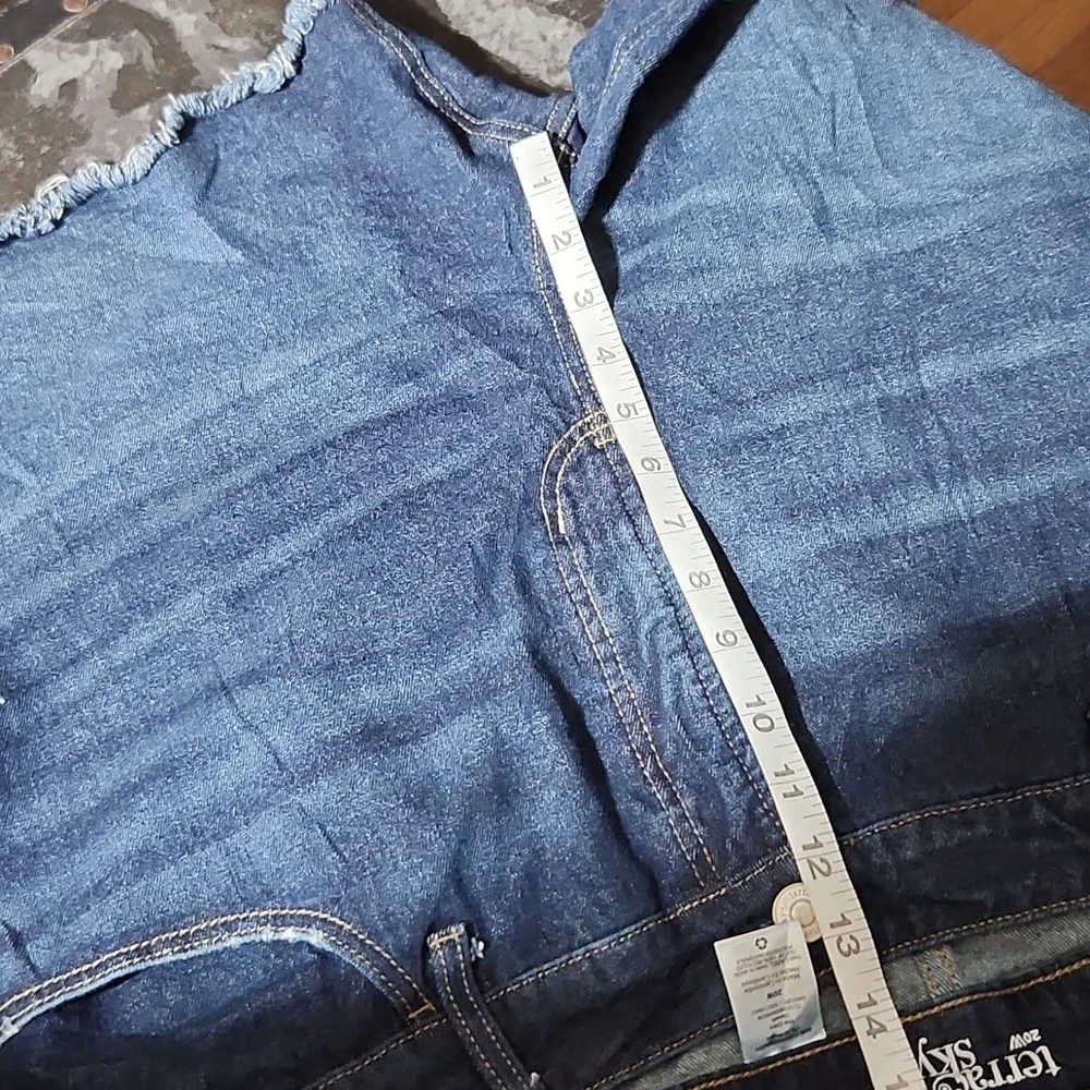 TERRA & SKY 20W DarknWash Distressed Cut Off Shorts